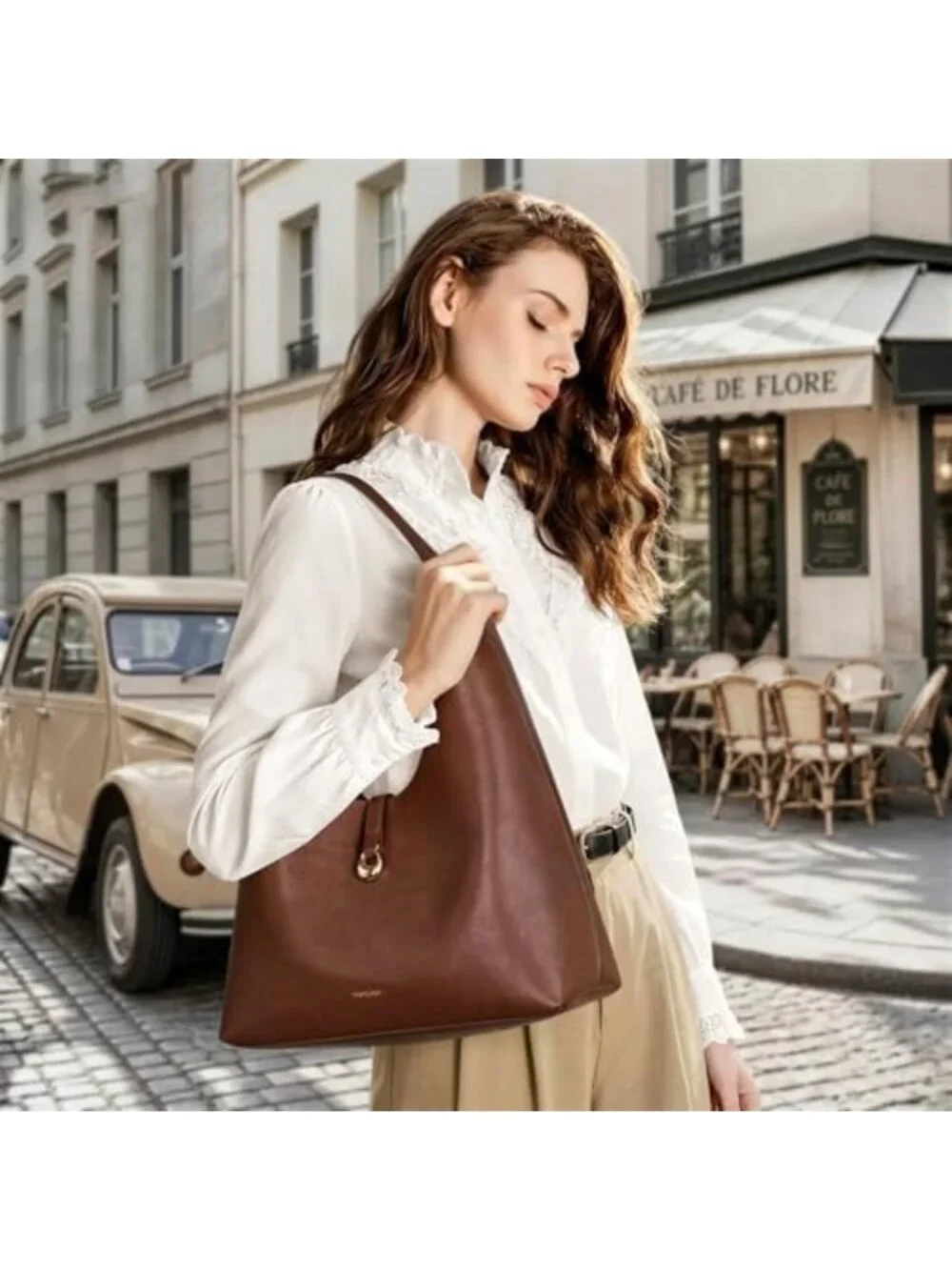 Chic Slouchy Hobo Bag for Women, Large PU Leather Shoulder Tote with Wallet